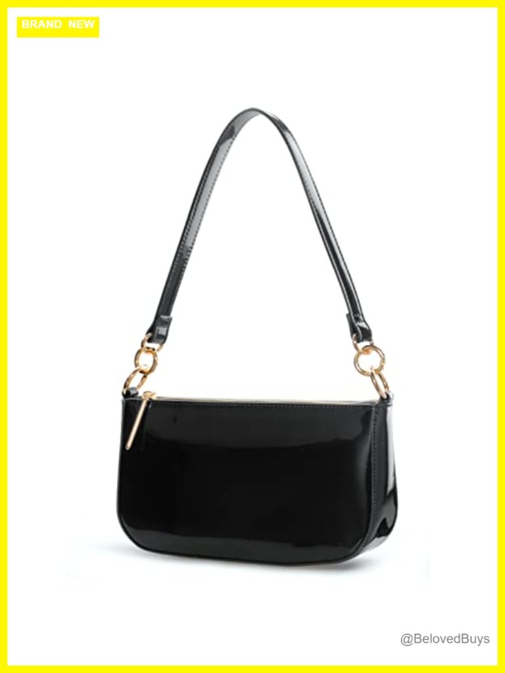 Glossy Faux Patent Leather Crossbody Bag Clutch Shoulder Bag 90s Purse